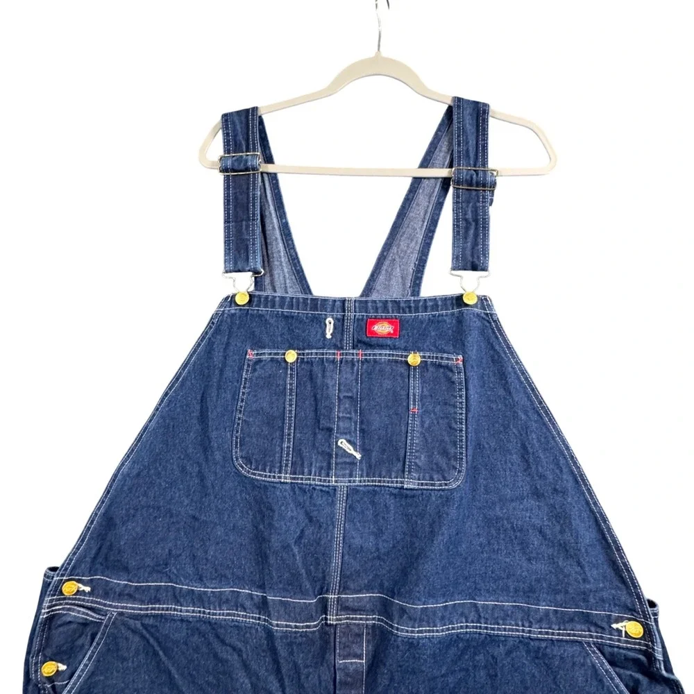 Dickies‎ Bib Overalls Mens 58x32 Blue Indigo Denim Carpenter Workwear Grunge